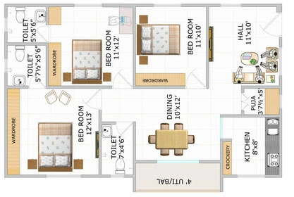 3 BHK Flat in Nithya Aum in Ghatkesar, Hyderabad - Image 910865
