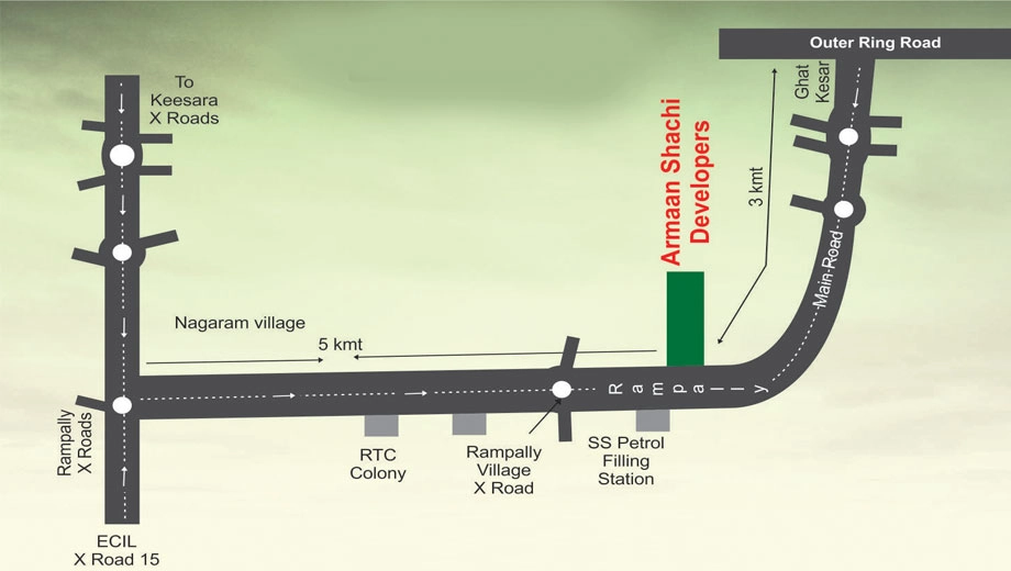 Location of Sanjeeva Rao Serene County in Rampally, Hyderabad - Image 386347