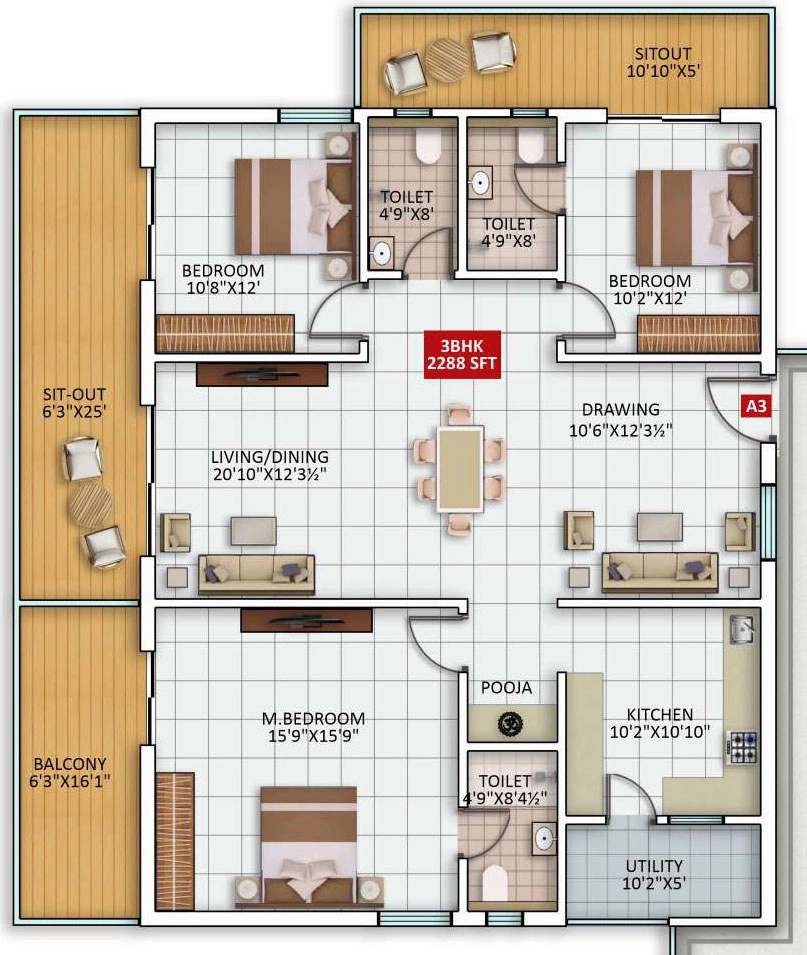 3 BHK Flat in Speed Signature Towers in Kukatpally, Hyderabad - Image 910938