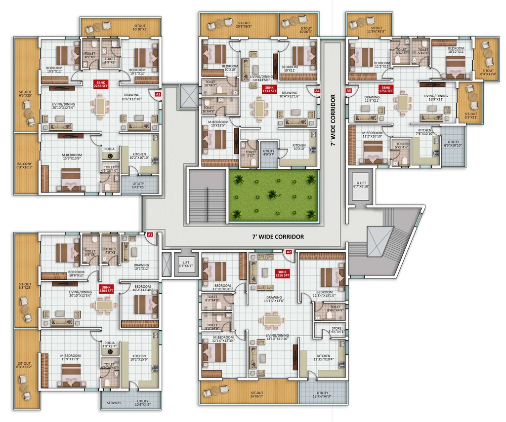 Floor Plan of Speed Signature Towers in Kukatpally, Hyderabad - Image 386556