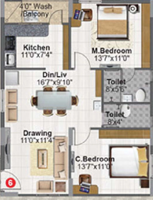 2 BHK Flat in Sri Sai Jewel Heights in Kukatpally, Hyderabad - Image 910940