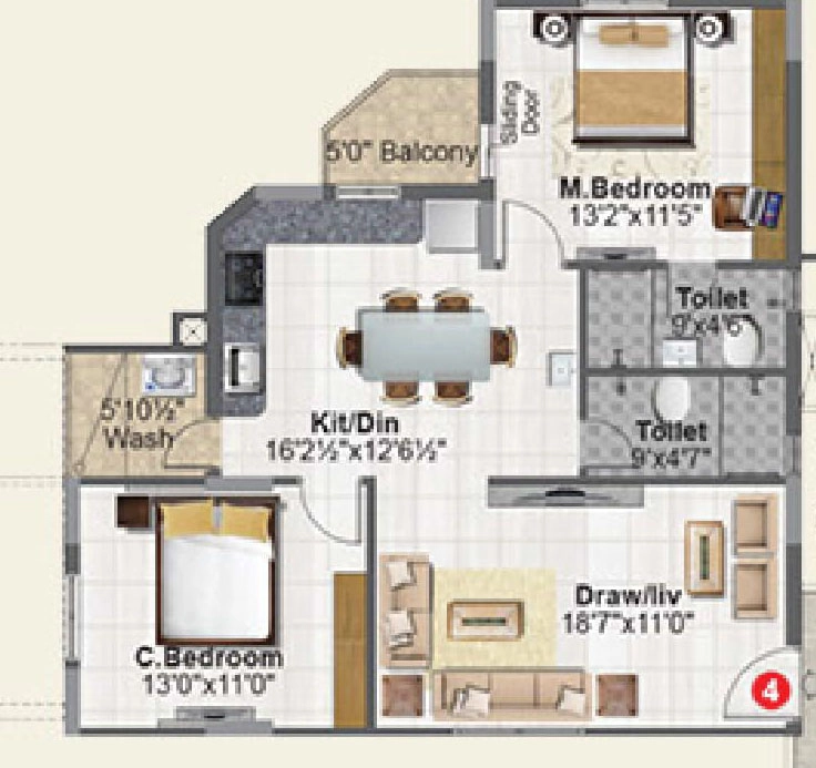 2 BHK Flat in Sri Sai Jewel Heights in Kukatpally, Hyderabad - Image 910941