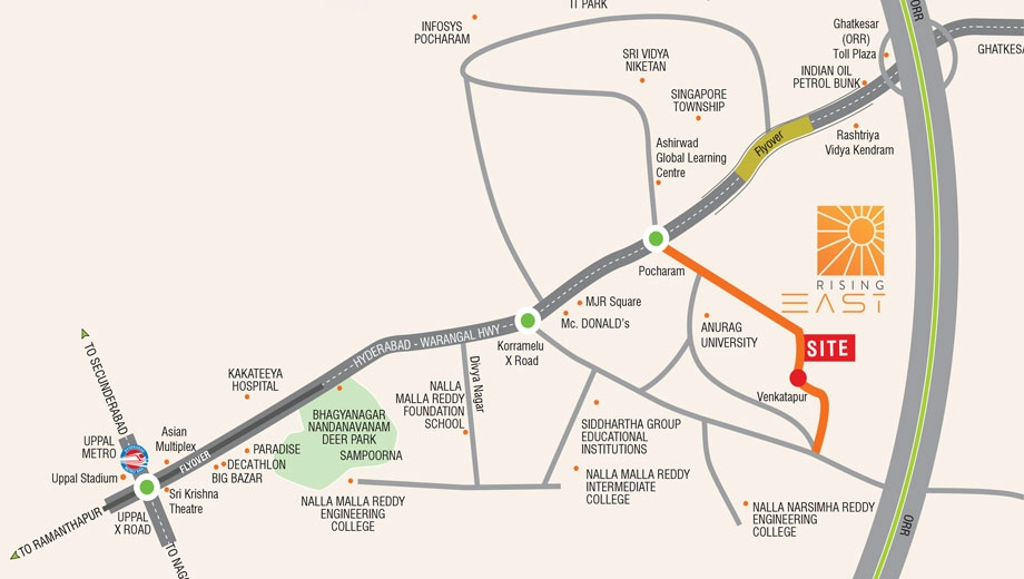 Location of Srigdha Rising East in Ghatkesar, Hyderabad - Image 386574
