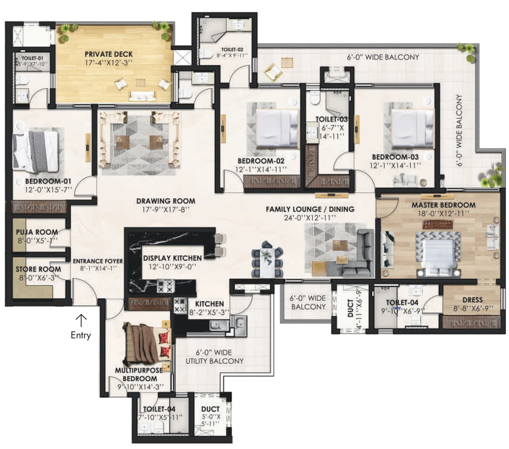 5 BHK Flat in Marbella Twin Towers in Mohali, Chandigarh - Image 910628