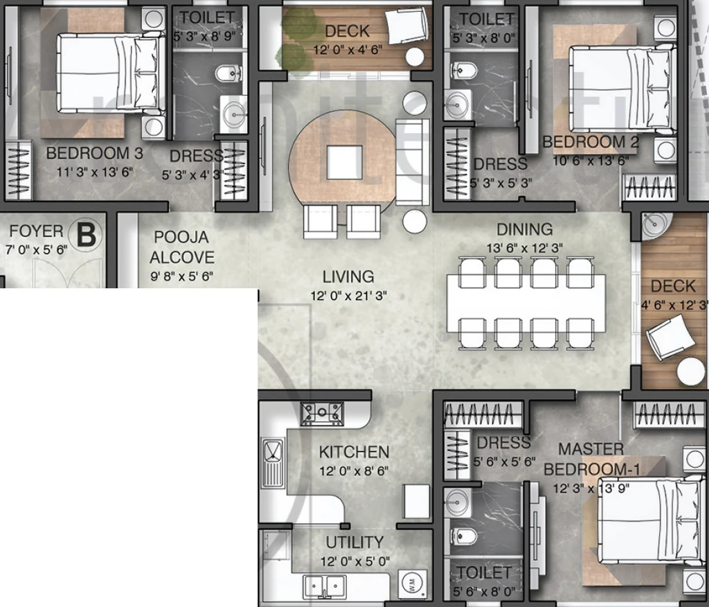 3 BHK Flat in Chaitanya Vaishnavi in Alwarpet, Chennai - Image 910632