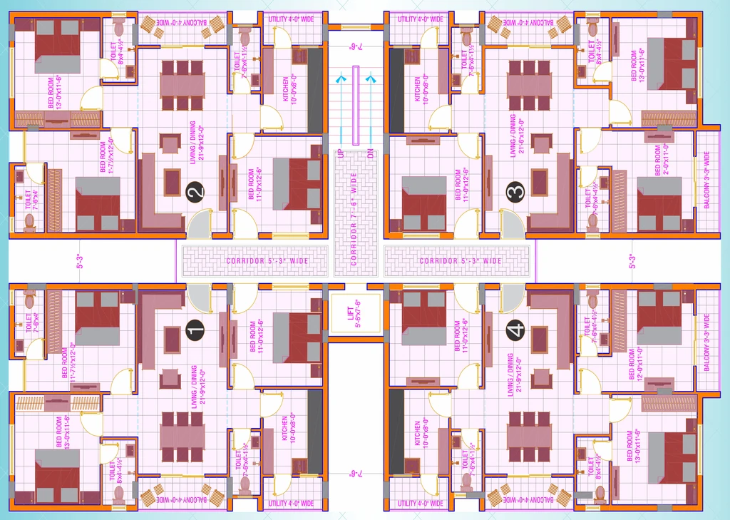 Floor Plan of Srin MRG Residency in Malakpet, Hyderabad - Image 386585