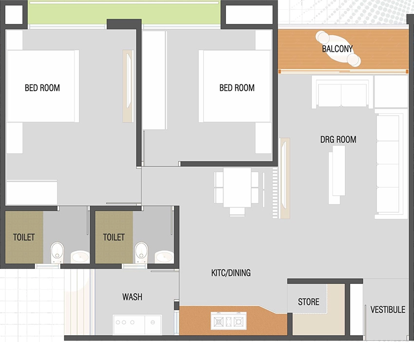 2 BHK Flat in Sukham Sahitya Heights in Nava Naroda, Ahmedabad - Image 910635