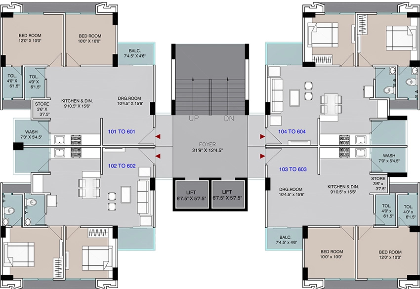 Floor Plan of Suvarna Residency in Chandkheda, Ahmedabad - Image 385854