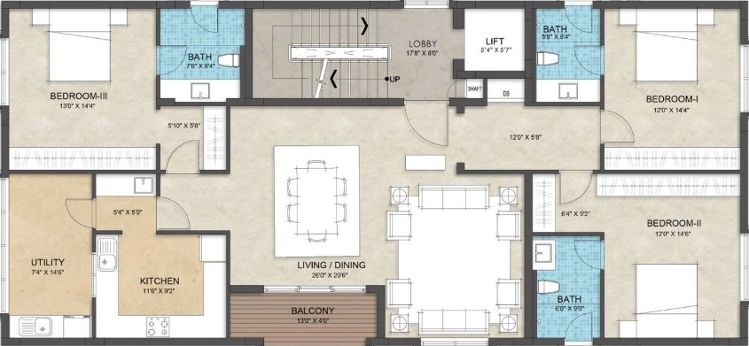 3 BHK Flat in Chaitanya Chinar in Besant Nagar, Chennai - Image 910681