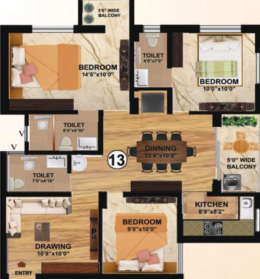 3 BHK Flat in Om Urmilla Abode and Victory Tower in Rudrapur, Bhubaneswar - Image 910910