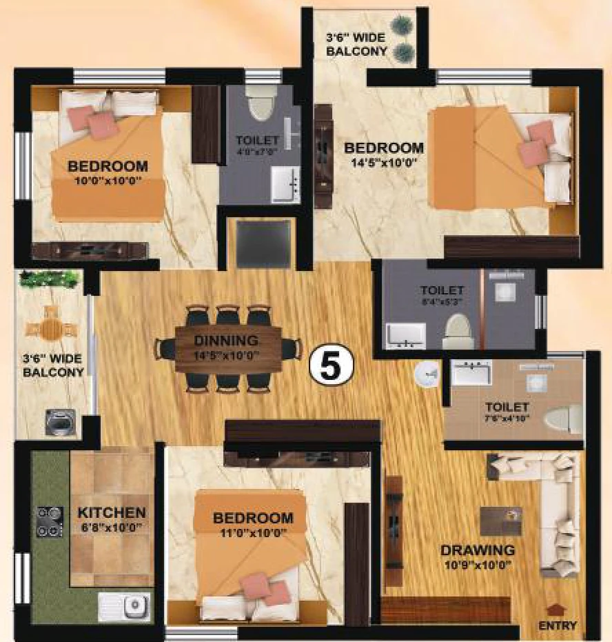 3 BHK Flat in Om Urmilla Abode and Victory Tower in Rudrapur, Bhubaneswar - Image 910911