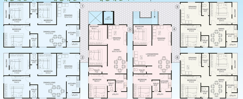 Floor Plan of ASR Heights in Manikonda, Hyderabad - Image 386655