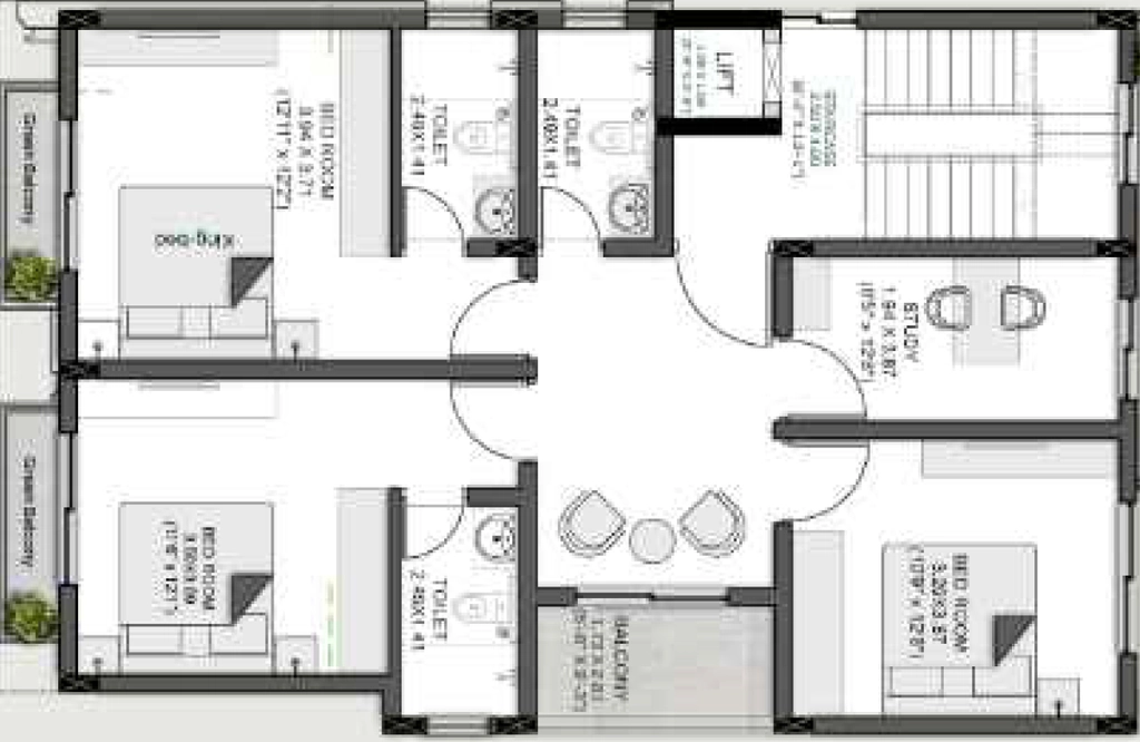 Floor Plan of Panda Gatikrushna Green 2 in Ranga Bazar, Bhubaneswar - Image 386489