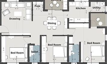 3 BHK Flat in Panda Jiva 3 Gatikrushna Green in Ranga Bazar, Bhubaneswar - Image 910919