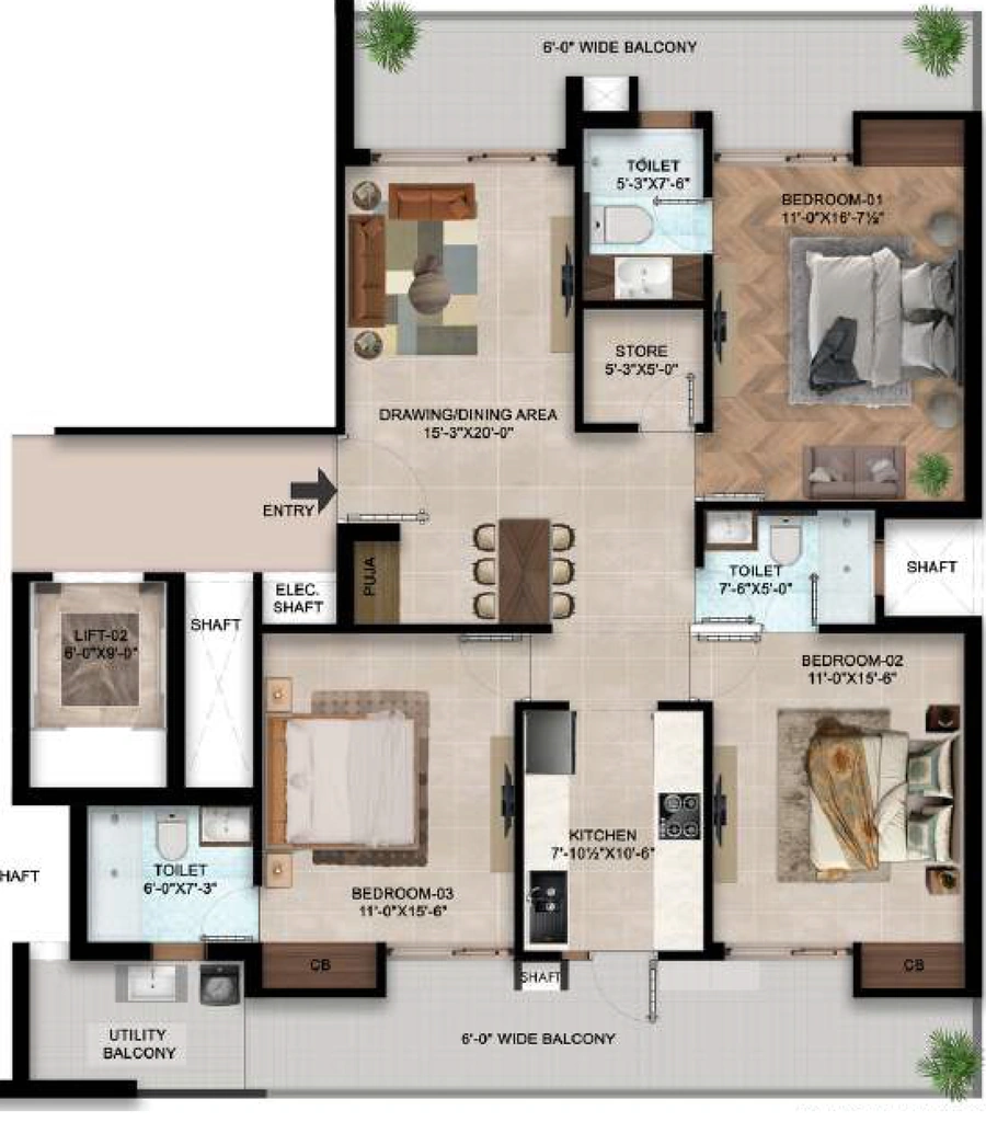 3 BHK Flat in Nirwana The Moksha in Mohali, Chandigarh - Image 910813