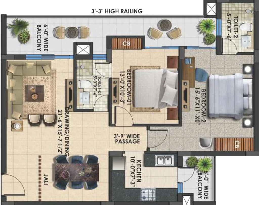 2 BHK Flat in Omni Amayra Luxury One in Mohali, Chandigarh - Image 910821
