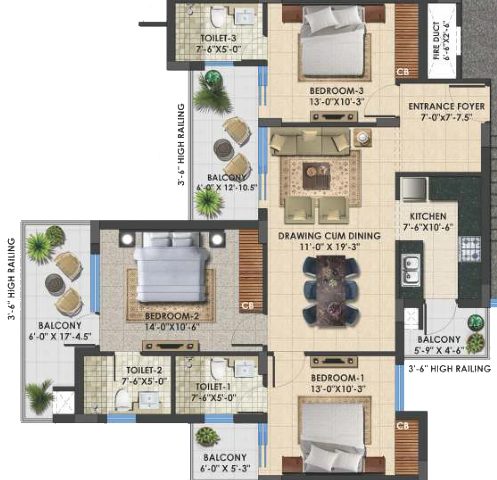 3 BHK Flat in Omni Amayra Luxury One in Mohali, Chandigarh - Image 910824