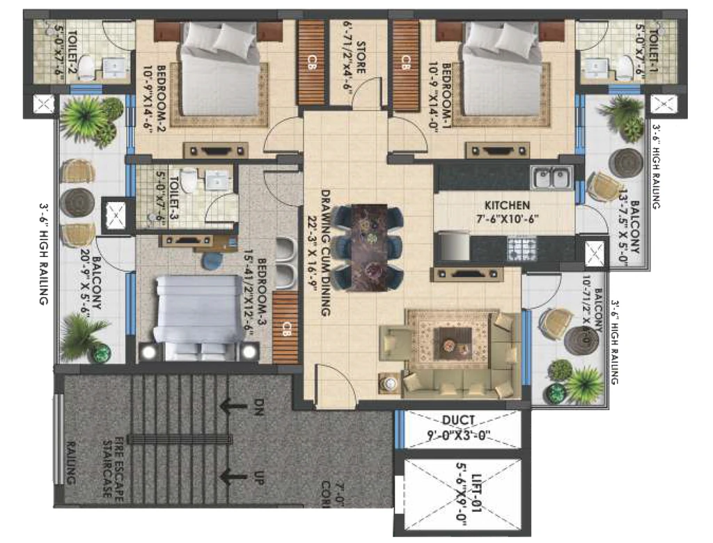 3 BHK Flat in Omni Amayra Luxury One in Mohali, Chandigarh - Image 910825