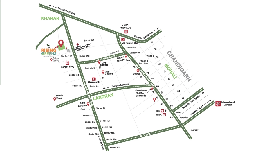 Location of Pride Rising Greens in Mohali, Chandigarh - Image 386258
