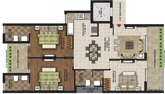3 BHK Flat in SBP Housing Park in Dera Bassi, Chandigarh - Image 910838