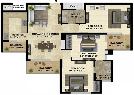 3 BHK Flat in SBP Housing Park in Dera Bassi, Chandigarh - Image 910839
