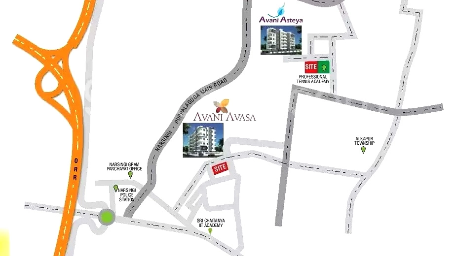 Location of Avani Asteya in Manikonda, Hyderabad - Image 386683
