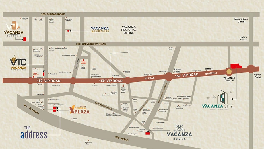 Location of Commercial Vacanza City in Udhana, Surat - Image 386318