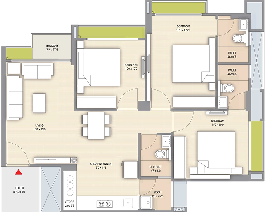 3 BHK Flat in Vandemataram Mahadev Lily in Maninagar, Ahmedabad - Image 910876