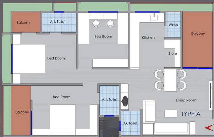 3 BHK Flat in Sheth Vihar Eternity in Paldi, Ahmedabad - Image 910881