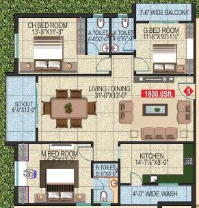 3 BHK Flat in Greenspace The Hive in Manikonda, Hyderabad - Image 911014