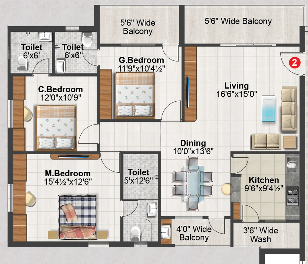 3 BHK Flat in Hallmark Glenridge in Manikonda, Hyderabad - Image 910998