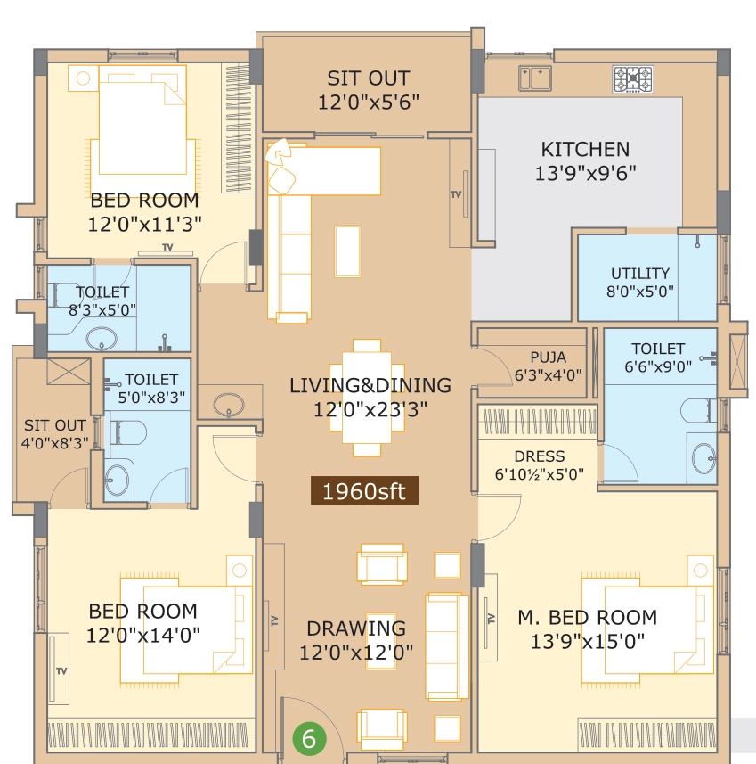 3 BHK Flat in Hallmark Oak Tree in Khajaguda, Hyderabad - Image 910996