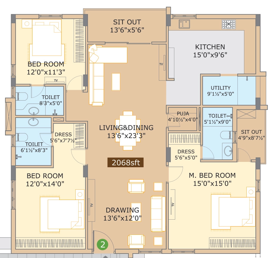 3 BHK Flat in Hallmark Oak Tree in Khajaguda, Hyderabad - Image 910997