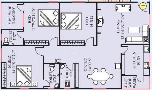 3 BHK Flat in Lahari Emerald in Moosapet, Hyderabad - Image 911025