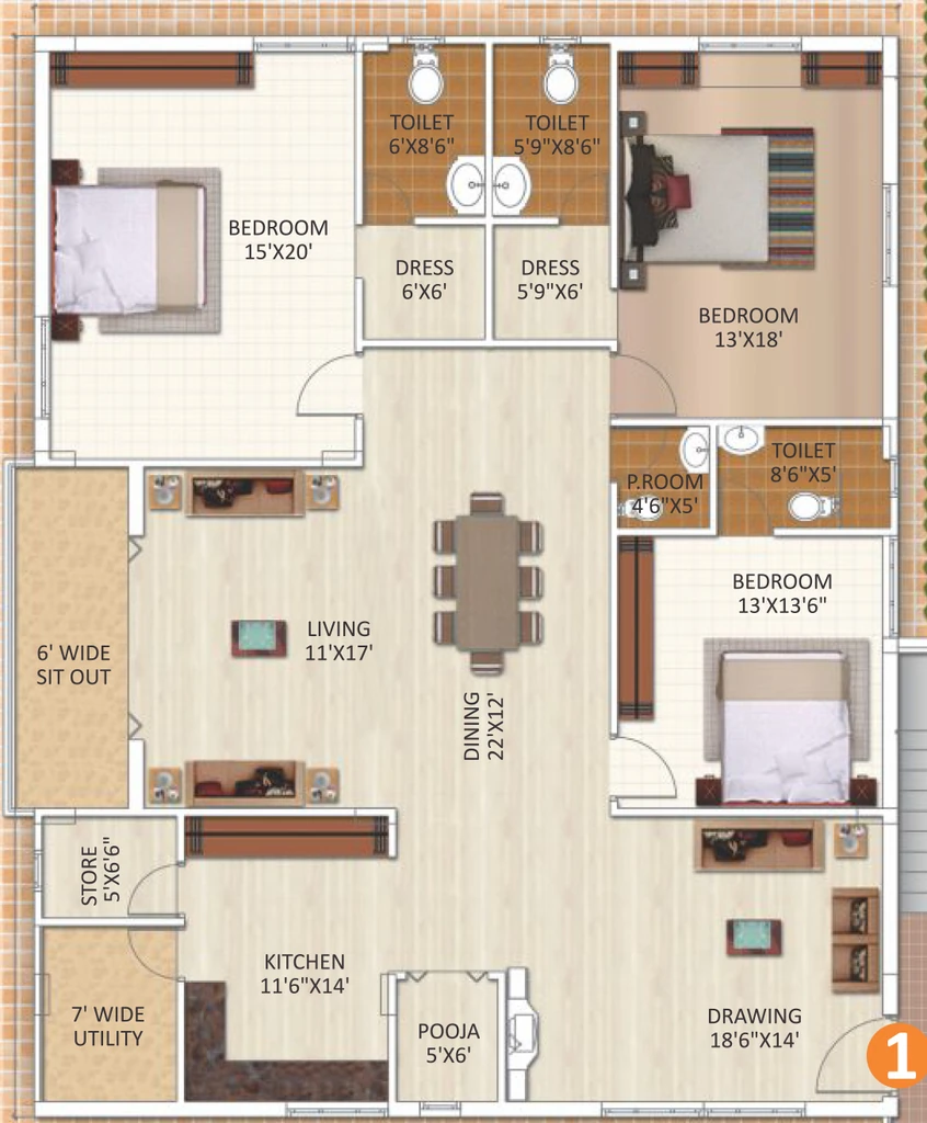 3 BHK Flat in Reliance Avans Legacy in Sri Nagar Colony, Hyderabad - Image 911206
