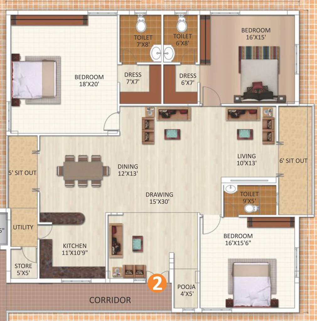 3 BHK Flat in Reliance Avans Legacy in Sri Nagar Colony, Hyderabad - Image 911207