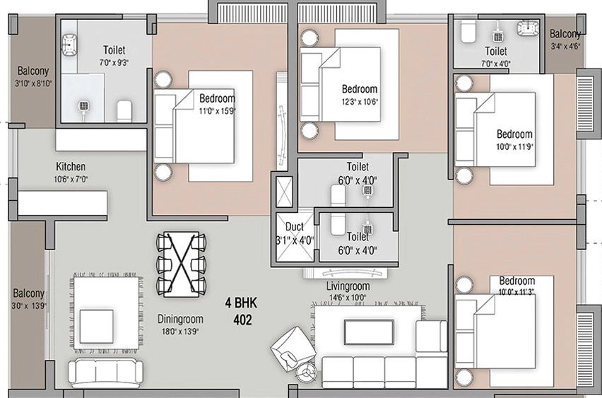 4 BHK Flat in Sum Green in Ghatikia, Bhubaneswar - Image 911056