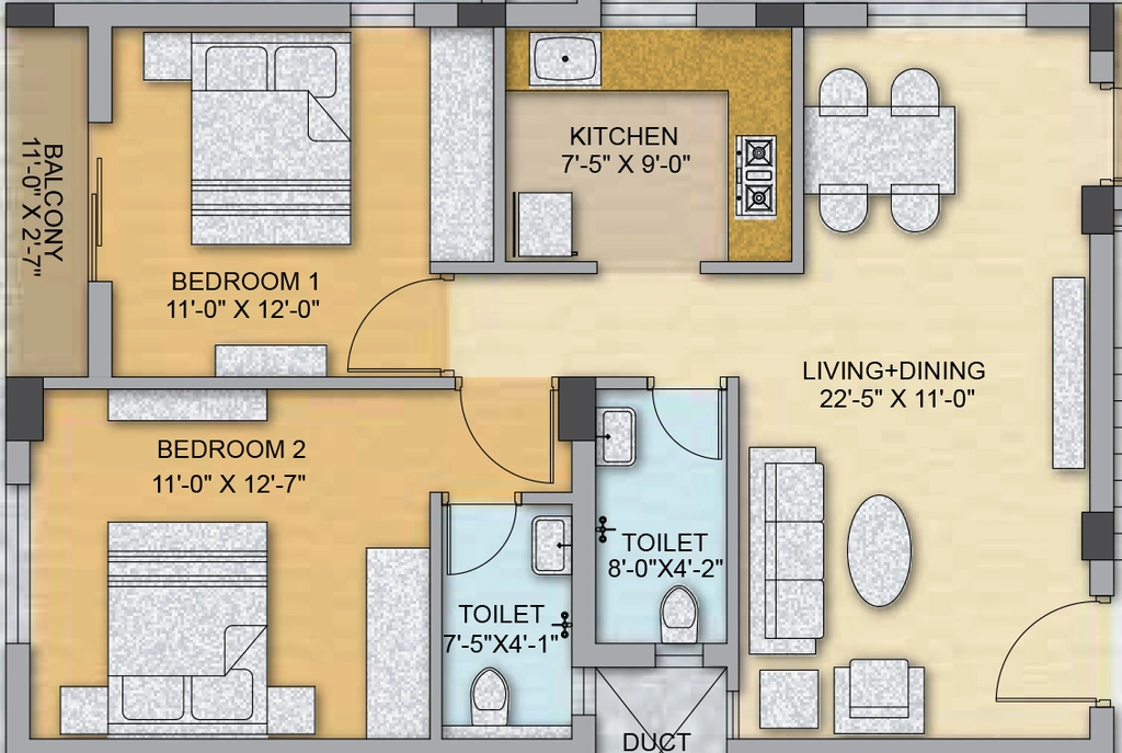 2 BHK Flat in Trinity Ashoka in Ghatikia, Bhubaneswar - Image 911062