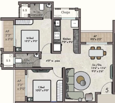 2 BHK Flat in KK City Centre in Palghar West, Palghar - Image 911465