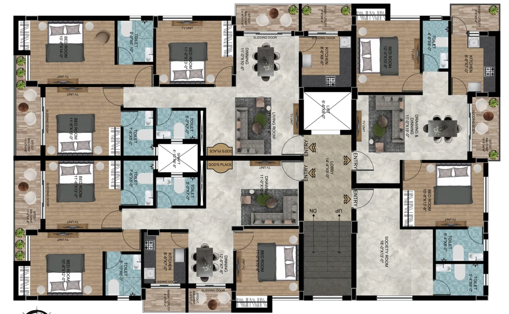 Floor Plan of Highfield Crimson in Ghatikia, Bhubaneswar - Image 386837