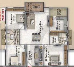3.5 BHK Flat in SS Indraprastha in Tarnaka, Hyderabad - Image 911221