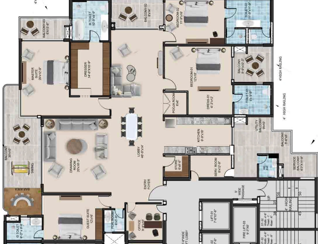 4 BHK Flat in Sham Exotic The Tiara in New Chandigarh, Chandigarh - Image 911020