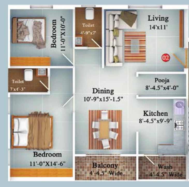 2 BHK Flat in Tekman Urban Ville in Yapral, Hyderabad - Image 911223