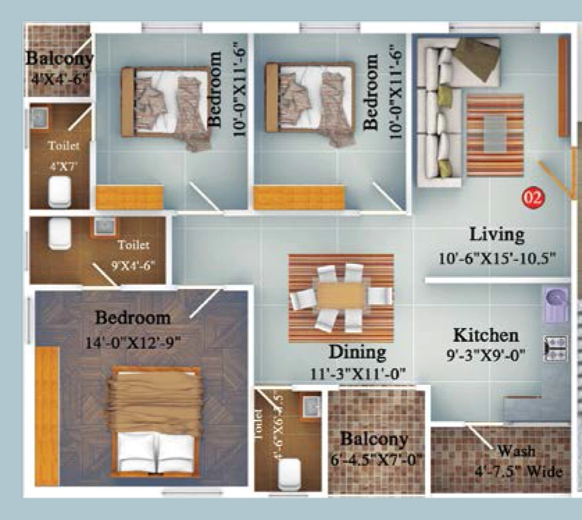 3 BHK Flat in Tekman Urban Ville in Yapral, Hyderabad - Image 911224