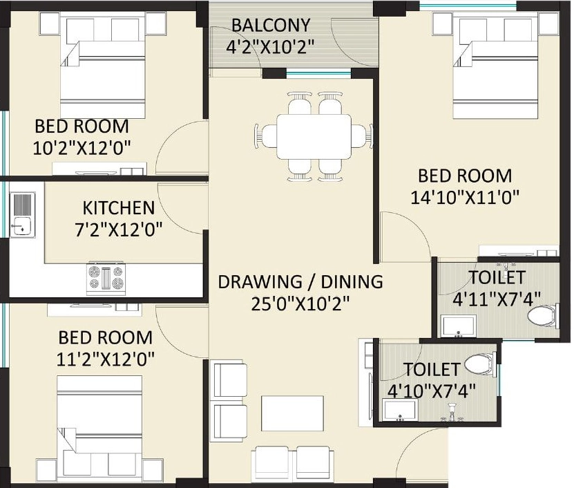 3 BHK Flat in PDN Bishnu in Dumduma, Bhubaneswar - Image 911049