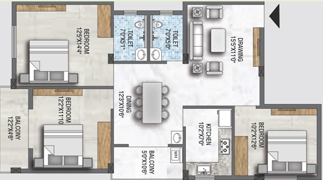 3 BHK Flat in Spica Raghunandan Enclave in Dumduma, Bhubaneswar - Image 911053