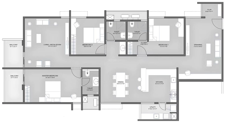 3 BHK Flat in Urbanyards Shangrila in Tukkuguda, Hyderabad - Image 911231