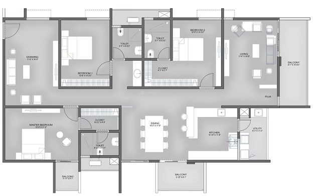 3 BHK Flat in Urbanyards Shangrila in Tukkuguda, Hyderabad - Image 911232