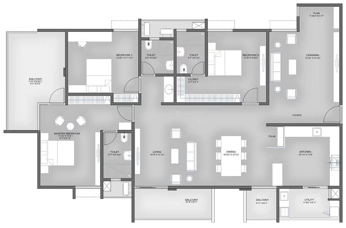 3 BHK Flat in Urbanyards Shangrila in Tukkuguda, Hyderabad - Image 911234