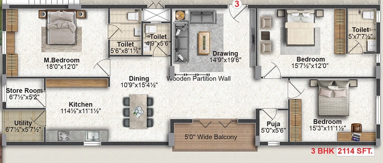 3 BHK Flat in Vardhan Green Oaks in Sainikpuri, Hyderabad - Image 911236